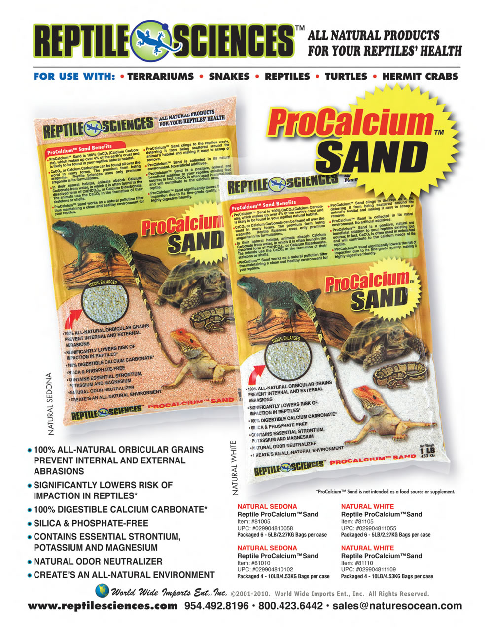Reptile Sciences® All Natural reptile sand brochure